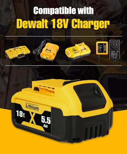 2 X 18V Battery Replacement for Dewalt Battery 18V DCB184 DCB200 DCB180 DCB182 DCB181 DCB201 DCB204 DCB183 DCB185 DCB203 Batteries with LED Indicator