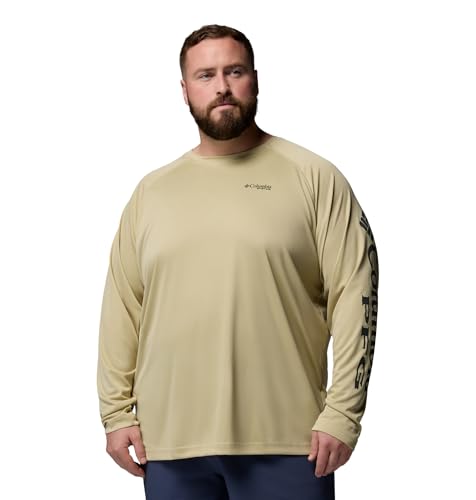 Columbia Men's PFG Terminal Tackle Long Sleeve Fishing Shirt, Serpentine/Shark Logo, 4X Tall