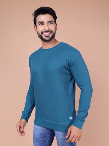 Image of Rupa Colors Waffle Texture Full Sleeves T-Shirt for Men, 100% Cotton with Breathable Fabric, Ribbed Crew Neck, Super Stretchable, Anti-Fungal Dye, Pack of 1