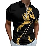 Men's Zipper Polo T-Shirt Short Sleeve Sweat Absorbent Outdoor Golf Shirt with Collar Bold Personality Johnnie Music Walker Shirts