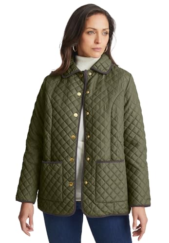 Jessica London Women's Plus Size Snap-Front Quilted Coat