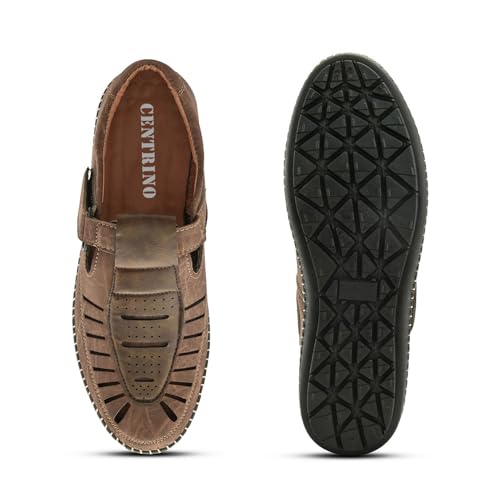 Image of Centrino Men's Fisherman Sandals | Sporty & Casual Summer Footwear | Adjustable Fit with soft cushion Padding | Closed-Toe Comfort & Durability (9284)