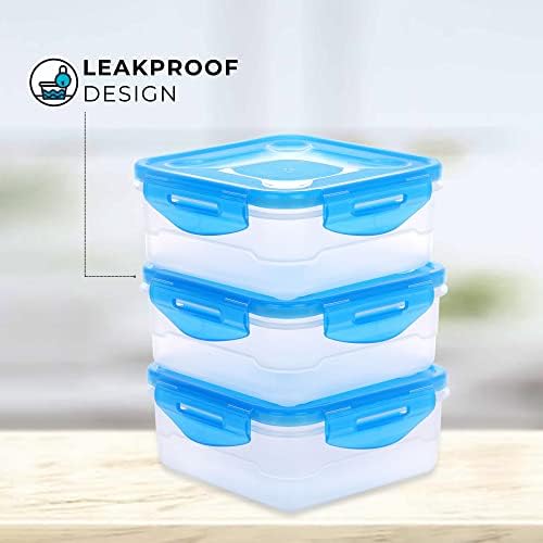 Image of Airtight Food Storage Container Set - Blue, Microwave and Freezer Safe, BPA Free - Set of 3