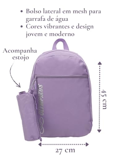 Mochila Olympikus Juvenil com Estojo lilás escolar