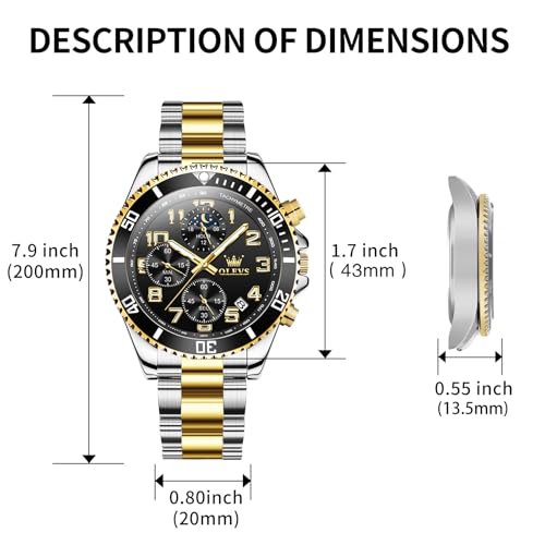 Image of OLEVS Mens Stainless Steel Watch Fashion Luxury Big Face Analog Waterproof