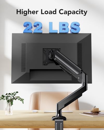 Image of HUANUO Single Monitor Arm 13-34 Inch, Adjustable Gas Spring Arm, Monitor Desk Mount for 4.4-22lbs, VESA 75 /100mm with C-Clamp /Grommet Base, Ergonomic Stand for Work /Gaming