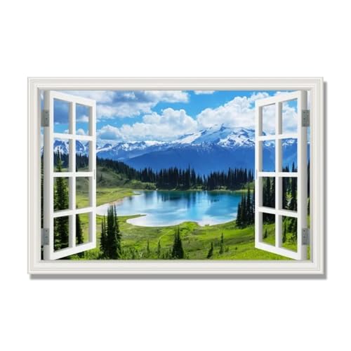 NHLDZYH Marco Interior. Ventana Falsa Decorativa - Cuadro de Lienzo con Paisaje para Interior - Decoración para Hogar, Oficina o Comercio - Listo para Colgar. C200. 30x45cm.