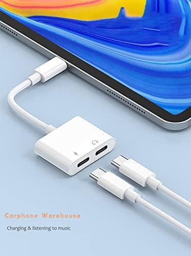 USB C Headphone Adapter and ChargerDual Type C Jack Earphone Audio Charge Converter Compatible with Samsung Galaxy S22 Ultra S21+ Note 20,Pixel 6a 6,Huawei Mate 20 Pro,Xiao Mi,Motorola,OnePlus-White