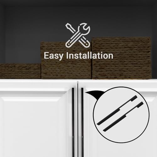 Image of VOLO Wardrobe Cabinet Handle - Multi-Use Pull Handle for Wardrobe, Drawer, Sliding Closet, and Door in Kitchen, Office, and Bedroom Pack of 1 (Black, 450MM (18 Inch))