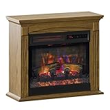Duraflame Rolling Mantel with Infrared Quartz Electric Fireplace with Crackling Sound Heaters, Premium Oak (Renewed)