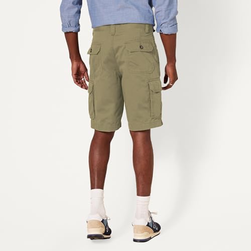 Image of Amazon Essentials Men's 10 inch Classic-Fit Cotton Cargo Shorts with Pockets, Zip Fly, Button Waist (Available in Big & Tall)