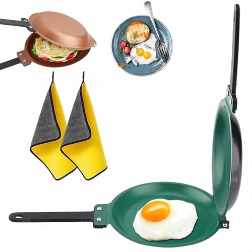 Flipmaster Pancake Pan 2024 New, Flipmaster Double-Sided Non-stick Pancake Maker, Reversible Pan Pancake Maker Steel Flip Fry Pan for Making Pancakes, Toasts and Omelettes(Green)