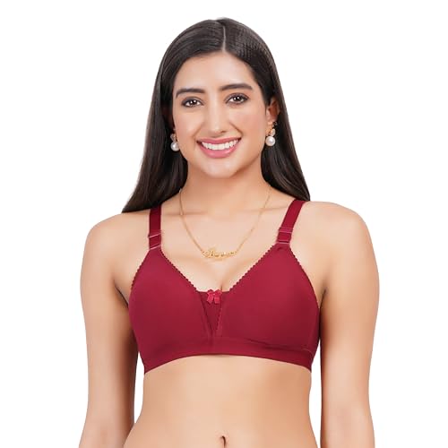 Image of Non Padded in B, C and D Cup Bra - Made of Pure Cotton Full Coverage Over Size Non Wired Pushup Soft Cup for T-Shirt Saree Dress Sports Garment for Daily Use Everyday