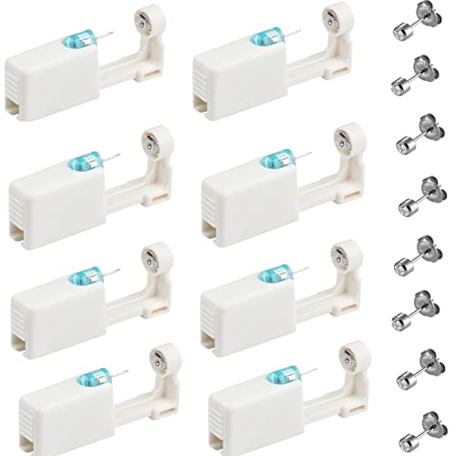 KARLOR Ohrpiercing Pistole, 8 Stück Ohrloch Stecher Einweg Ohrlochpistole Ohrring Stechen Set mit Kristall Ohrstecker Ohrlochpistole Ohrlöcher stechen Ohrstecher (verbesserte Version) Cover