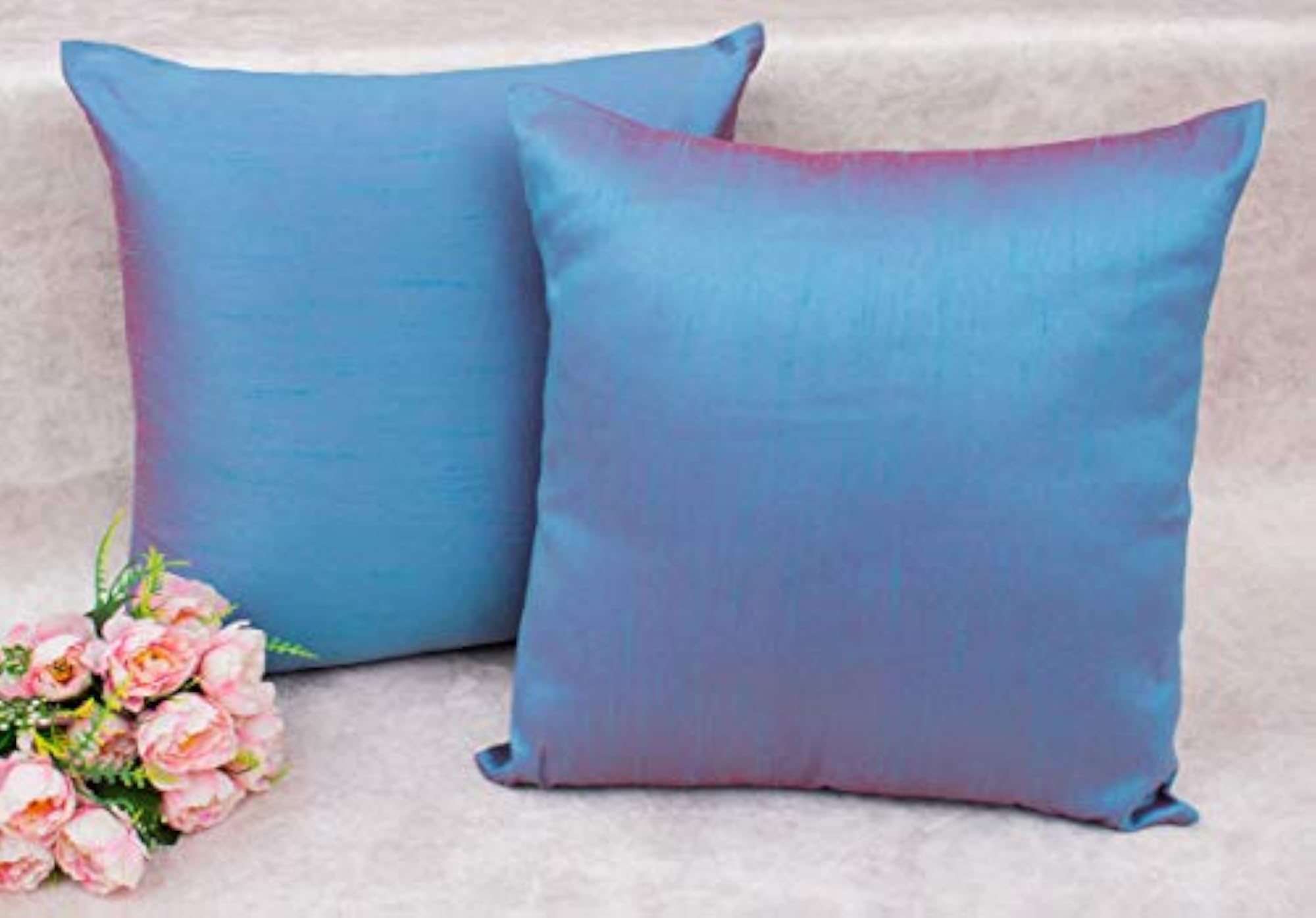 Plain Solid Long Rectangular Steel Blue Cushion Covers Pack of 5