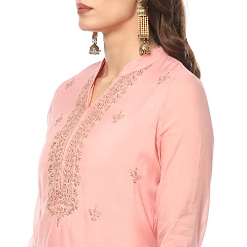 Image of BIBA Women Cotton Blend Straight Kurta Suit Set