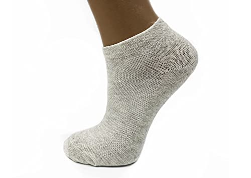 Men's Flax Linen Ankle Socks Quick-Drying Finely Made Mesh-knitted (L, 10-pack)