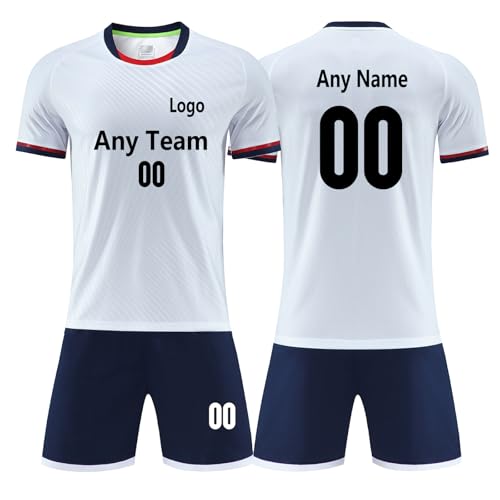 GEF1573ANTU Customized soccer jerseys for Kids Boys & Sports Fan Jerseys, Youth Futbol Training Shirt, Child Soccer Uniform (White)