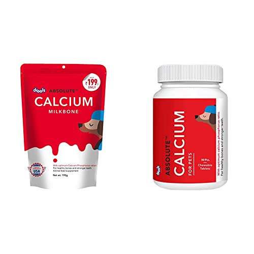 Image of Drools Absolute Calcium Bone Pouch, 190 g & Absolute Calcium Tablet- Dog Supplement, 50 Pieces