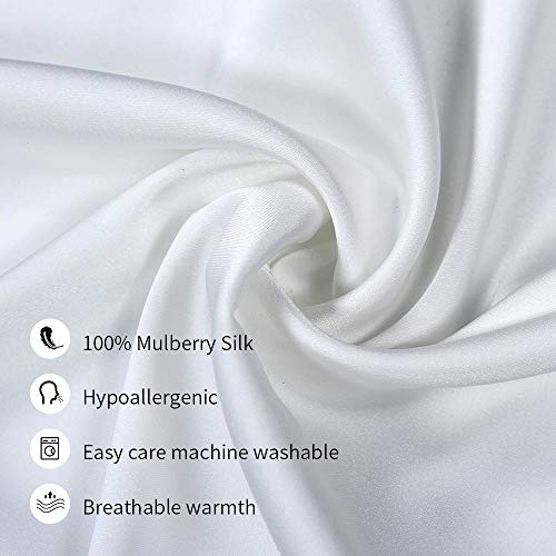 100% Mulberry Silk Pillowcases Set of 2 for Hair and Skin and Super Soft and Breathable King Size Nature Silk Pillowcases (King, White) - Image 4