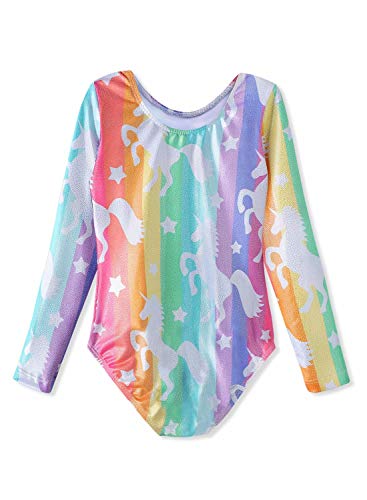 HOZIY Gymnastics Leotards for Girls Unicorn Pink Purple Sparkly Dancewear Activewear Quick Dry