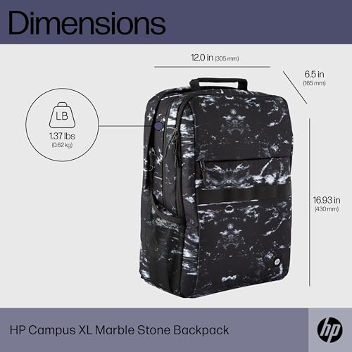 HP Campus XL Marble Stone Backpack,16-inch laptop compartment,Hand wash and air dry, Water resistant, 20L capacity,extra-padded floating laptop... - Image 5
