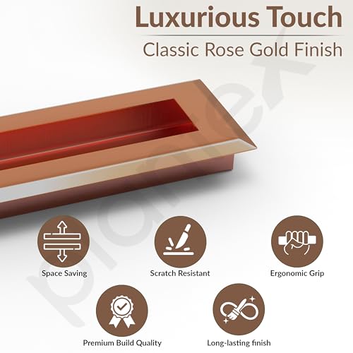 Image of Plantex Sliding Door Handle /Concealed Handle for Sliding Door /96mm Concealed Handle for Wardrobe /Kitchen Cabinet - Pack of 4 (Rose Gold)