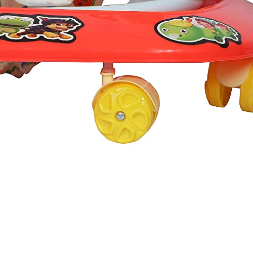 Image of FunZone Kids DatoesBaby Walker Kid Toys, Multi-Function Anti-Rollover Folding Walker with Height Adjustable 6-18 Months Kids Walkers (RED- Yellow)