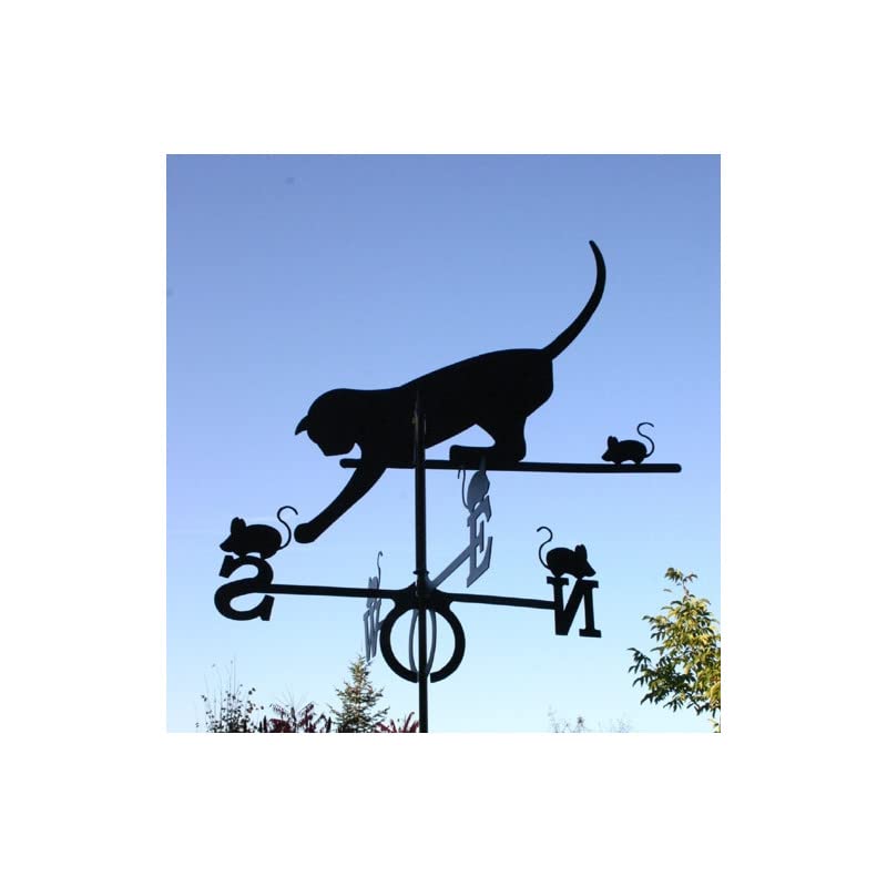 Girouette chat et souris en fer forgé petit modèle