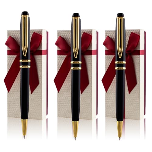 Yastar Bolígrafos personalizados, bolígrafo de escritura de lujo con 6 recambios de tinta negra grabados con tu nombre de mensaje diferente en los bolígrafos, juego de regalo para