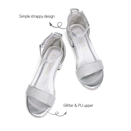 Image of DREAM PAIRS Girls Sandals Low Heel Dress Pump Ankle Strap Flower Wedding Party Shoes for Little Kid /Big Kid