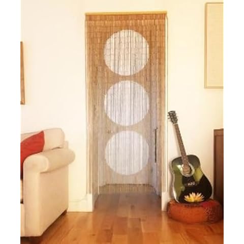 TACHILC The Triple Dots Bamboo Beaded Curtain for Doorway, Beaded Curtain for Closets, Door Beads Decoration, Bamboo Beads for Doorways 35.5 in x 78 in Cover
