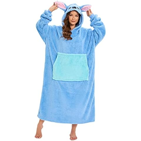 chuangminghangqi Hooded Blanket Sweatshirt Oversized Pullover Women's Giant Front Pocket Plush Portable Blanket with Sleeves Extended Oversized Blankets Hoodie Warm Pyjamas, blue, One Size Cover