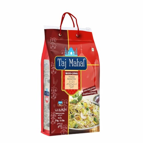 Image of Taj Mahal 1121 Premium Basmati Rice 5Kg | Extra Long 24mm Grains | Ideal for Biryani, Pulao & Festive Meals