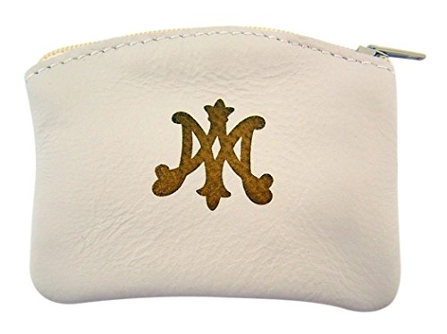 WJ Hirten Ava Maria and Chi Rho Cross Sheepskin Leather Rosary Case with Velvet Lining, White, 3 1/4 Inch2