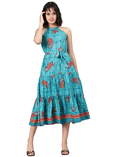 Image of KOTTY Polyester Fit and Flare Midi Women Dress