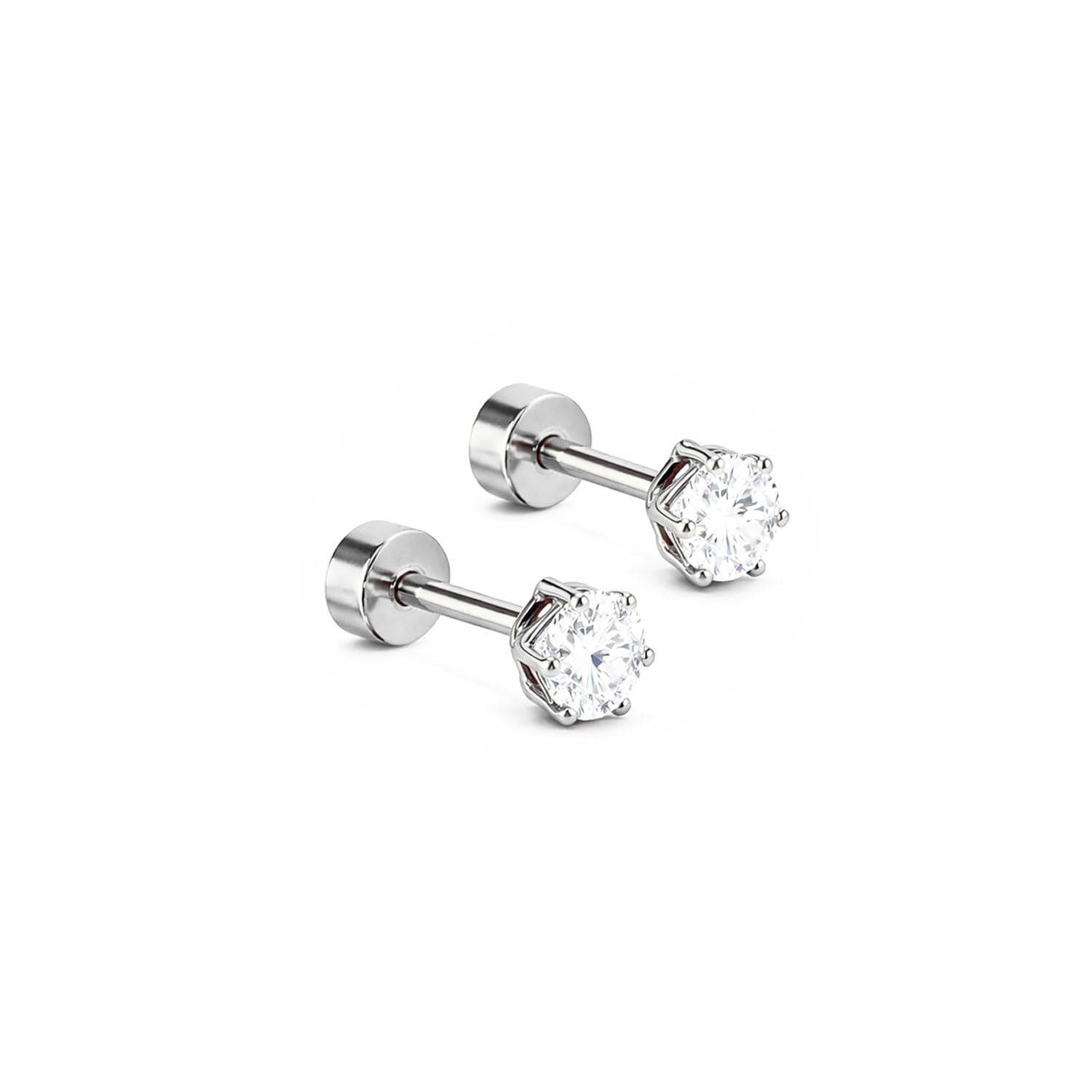 fashions 3mm 18k sliver plated anti tarnish stainless steel round shape white stone piercing tragus ear stud hypoallergenic lightweight studs earrings for women