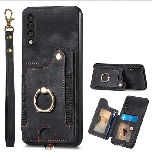 Étui portefeuille pour Samsung Galaxy A50 coque de protection noire avec porte-cartes