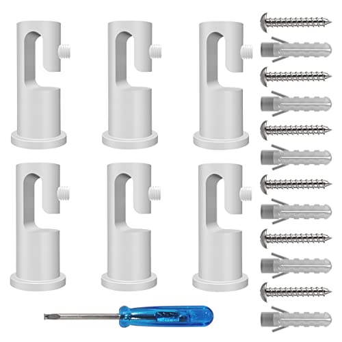 Image of Lamp Hook Swag Pendant Lighting Hook for Fabric Electrical Cord Cable Chandelier Ceiling Lights Cable Hanging Pendant Light Fixtures with Screws and Dowels, White, 6 PACK