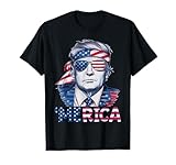 Donald Trump Won Elections 2024 'Merica USA Flag Sunglass T-Shirt