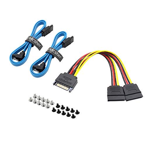 Mcsher 20" Inch 6Gbps SATA 3 Data Cable SATA to SATA Power Splitter Cord Mounting Screws Set/HDD SSD SATA Hard Drive Connection Kit