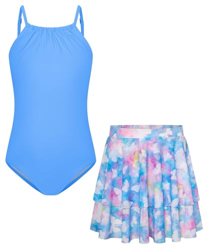 GRACE KARIN Girls Swimsuit with Skirt One Piece Bathing Suit Swimwear 6-14Y