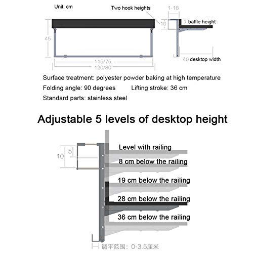 Zyifan Outdoor Side Tables Outdoor Side Tables, Balcony Folding Hanging Railing Table, Adjustable Deck Patio Garden Table, Computer Dining Room Bar Counter Table #TOP3