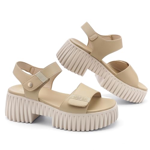 Image of UBFEN Womens Platform Sandals Chunky Wedge Heel Comfortable Arch Support | Lightweight Block Heel, Adjustable Straps, Soft Cushioned Footbed for Dressy, Casual, and Summer Wear