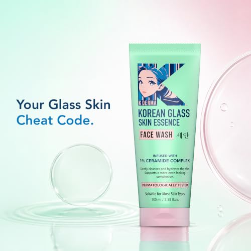 Image of K DERMA Korean Glass Skin Essence Face Wash, 100ml, Ceramide Complex with Rice Water, Dermatologically Tested, Pack of 3