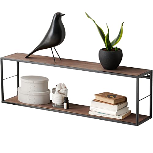 萩原(Hagihara) ウォール ラック 壁掛け 棚 キッチン トイレ 可動棚付き 石膏ボード 賃貸 幅80 奥行15 高さ25 ブラック 1台 KR-3862BK