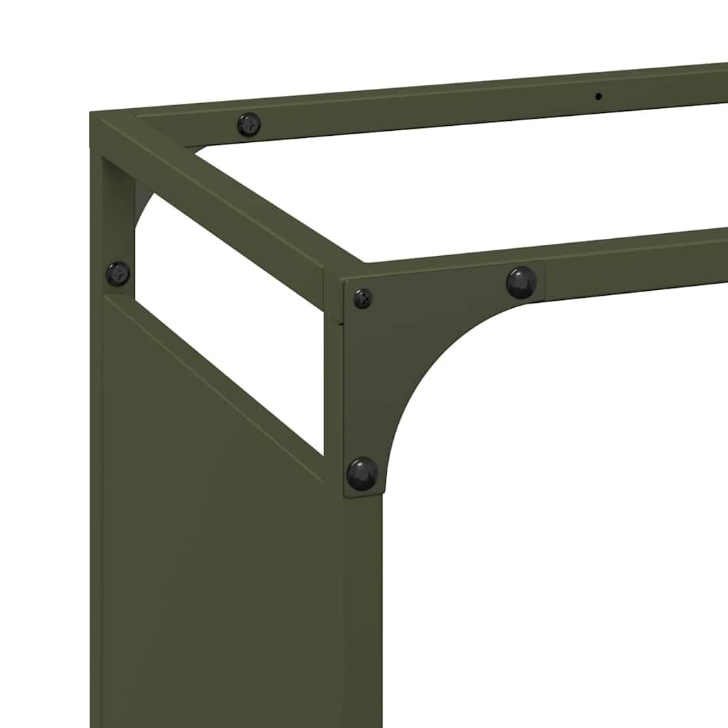Estantería para leña verde oliva de acero laminado en frío, 60 x 28 x 90 cm, soporte para leña para interior, salón, terraza, robusta estantería para leña con gran capacidad
