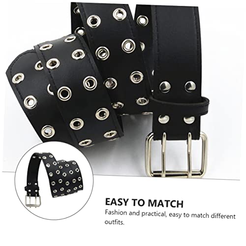 1Pc Fashionable Punk Style Artificial Belt for Men Versatile Black Waistband with Pin Buckle for Leisure Appointments and Outings4