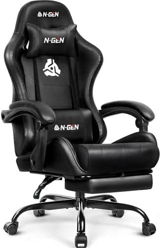N-GEN GAMING Video Gaming Chair with Footrest Lumb… N-GEN GAMING Video Gaming Chair with Footrest Lumb…