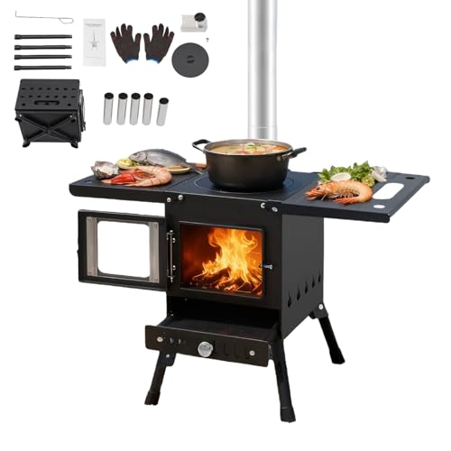 Mqwdxzfes Klappbarer Camping Holzofen, Zeltofen Outdoor-Küchenofen mit...